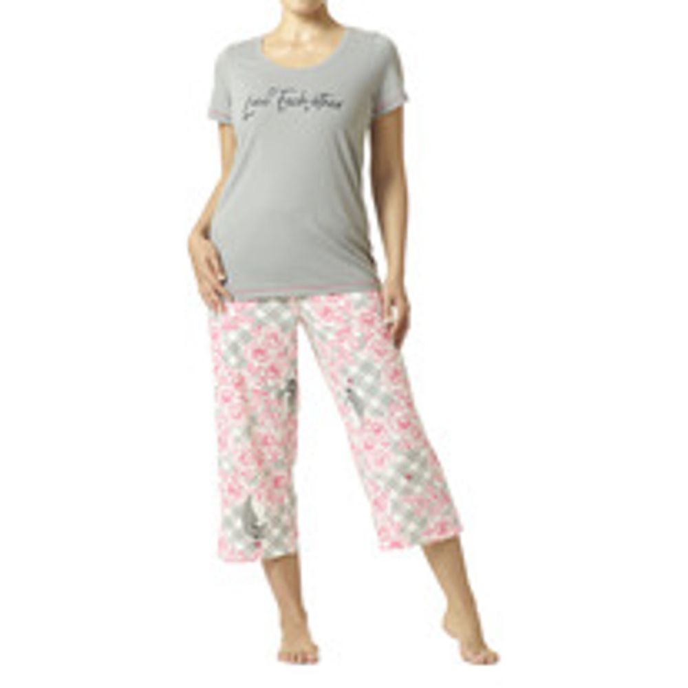 Hue Women's Cotton Knit Tee & Capri Pj Set